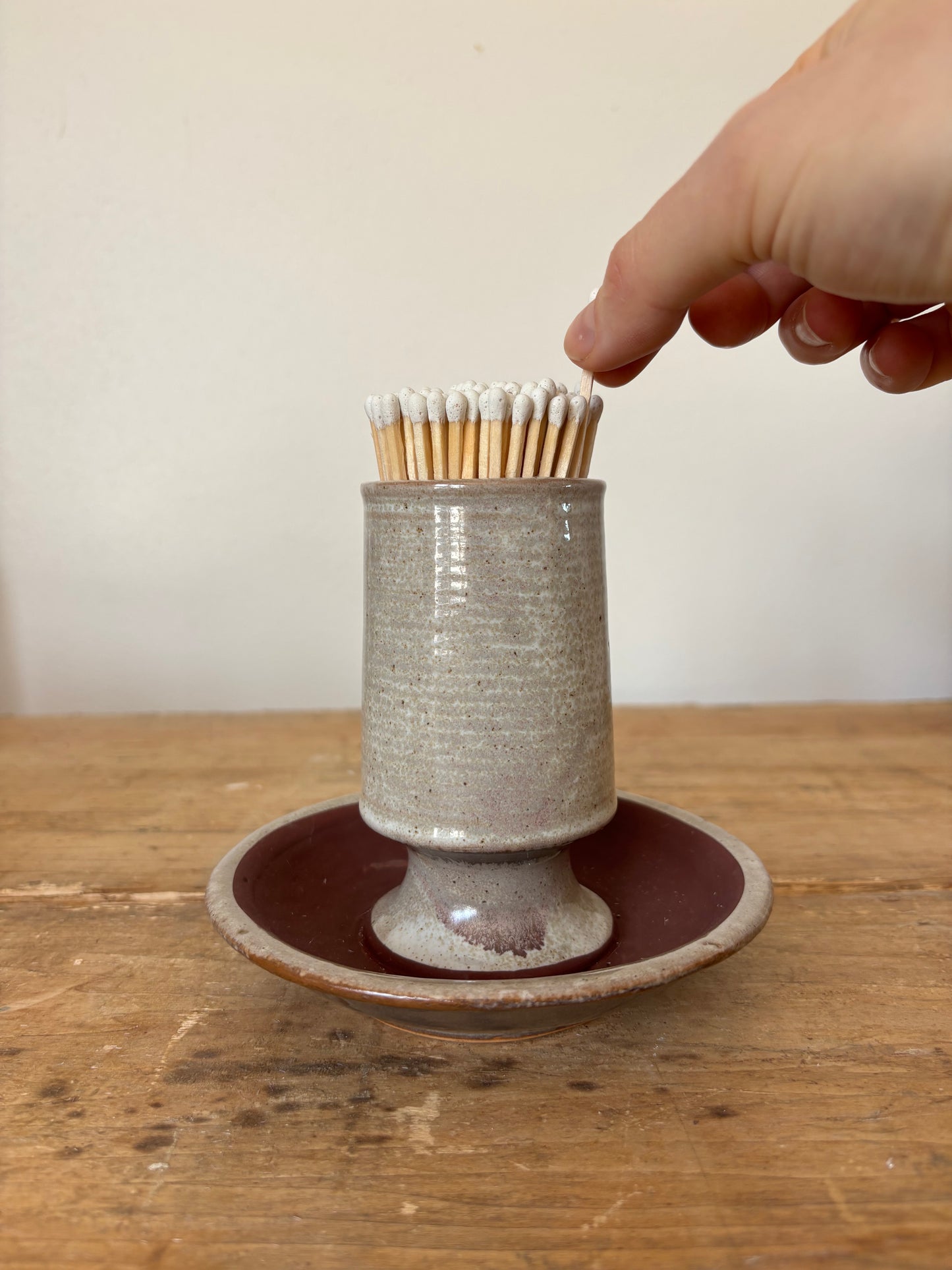 STONEWARE MATCH HOLDER