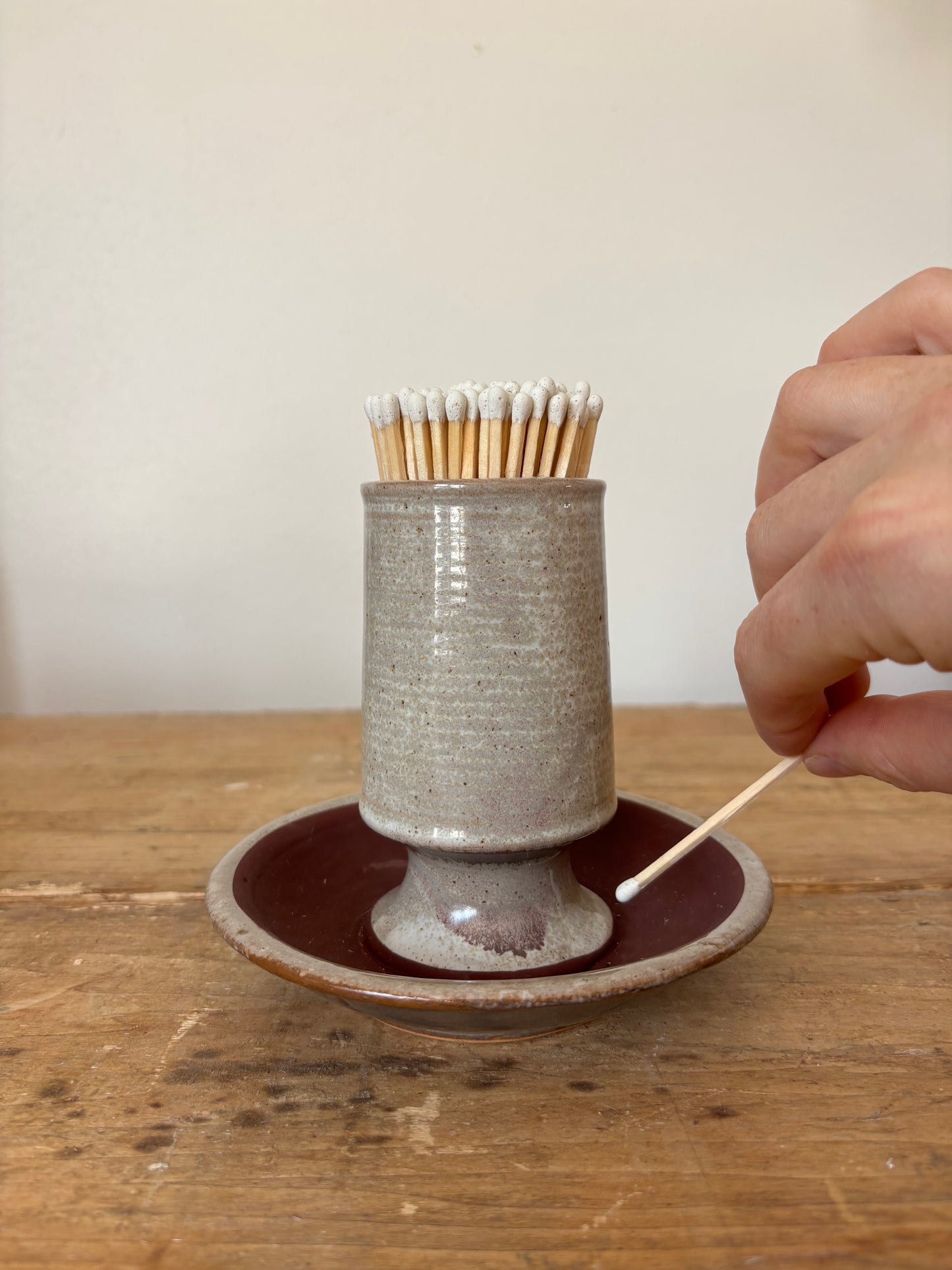 STONEWARE MATCH HOLDER